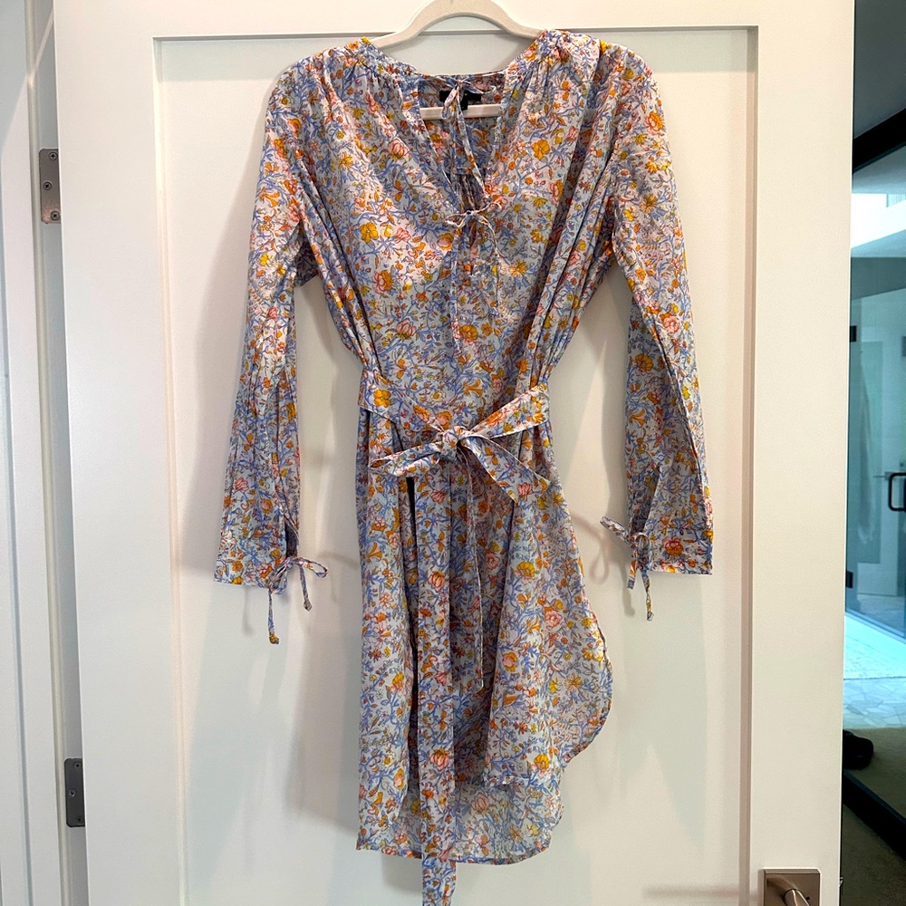 Like New! J. Crew Tie-waist tunic beach dress in Afternoon Floral 🏖️